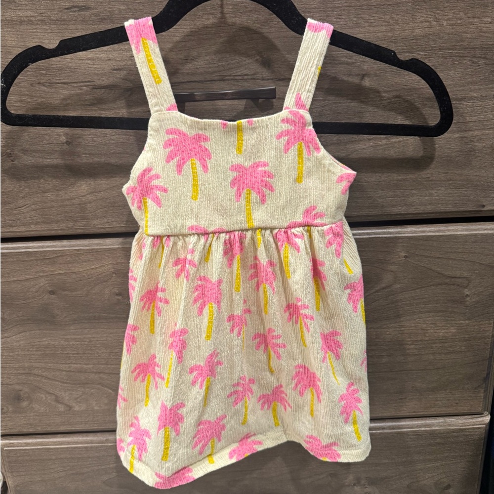 Zara Girls Pink and Yellow Palm Tree Dress